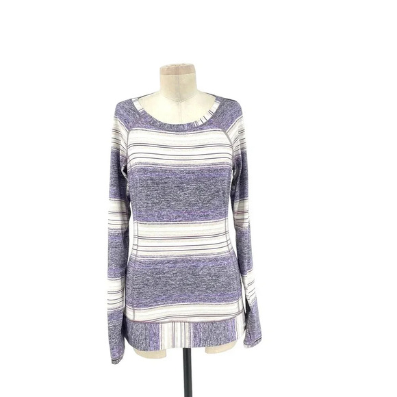 Lululemon Race Your Pace Long Sleeve Osaka Stripe Heathered Black Grape Size 6‎ - Picture 1 of 7